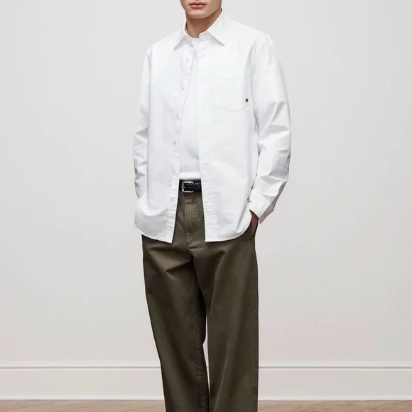 Aime Leon Dore White crest oxford button down shirt in white - size small - Picture 1 of 9